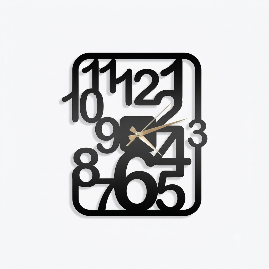 Modern Matte Black Wooden Wall Clock | Creative Jumbled Silhouette Timepiece