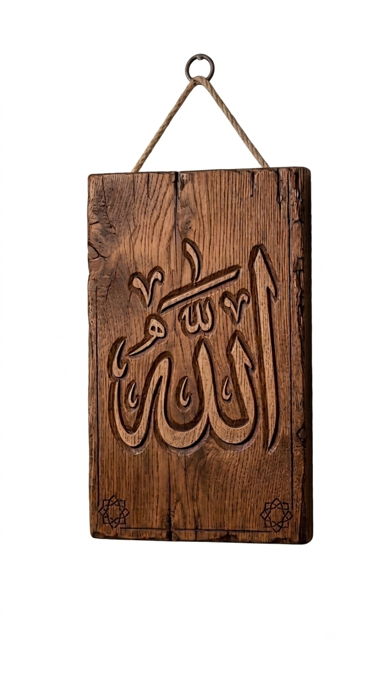 The Heritage Collection: Sacred 3D Wood Relief "Allah" Calligraphy