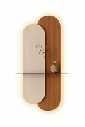 Luna Dual-Tone Arched LED Wall Art – Modern Fluted & Wood Grain Backlit Sconce Panel