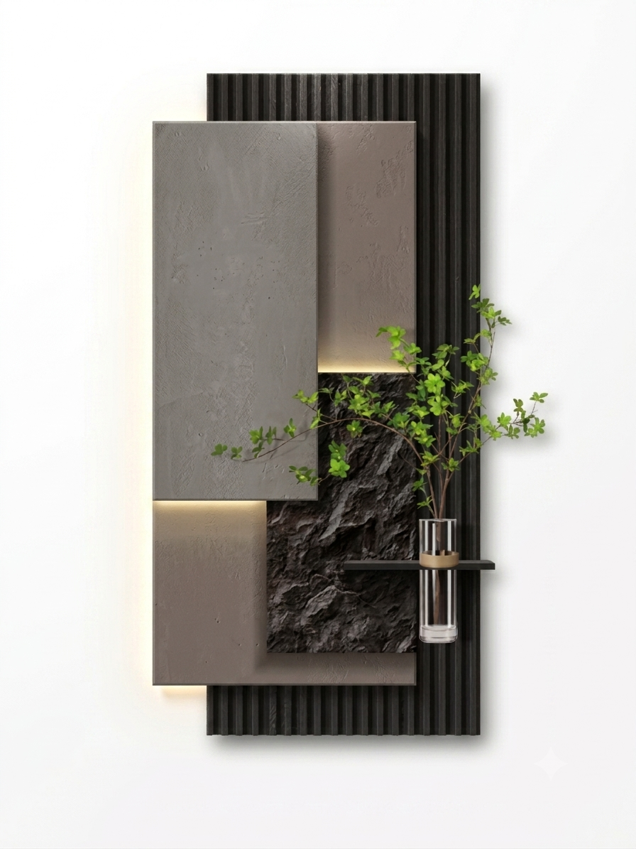 The "Slate & Silhouette" Integrated LED Wall Panel